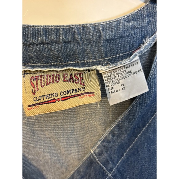 Studio Ease Vtg Jumper Denim Dress Size 12 Blue Modest 90s Button Front NWT - Picture 5 of 10